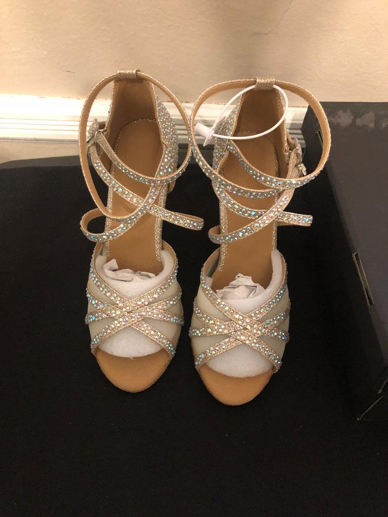 Danceandsway Ab Rhinestone Cross Strap Latin Dance Heels 8.5 — image 3 of 8